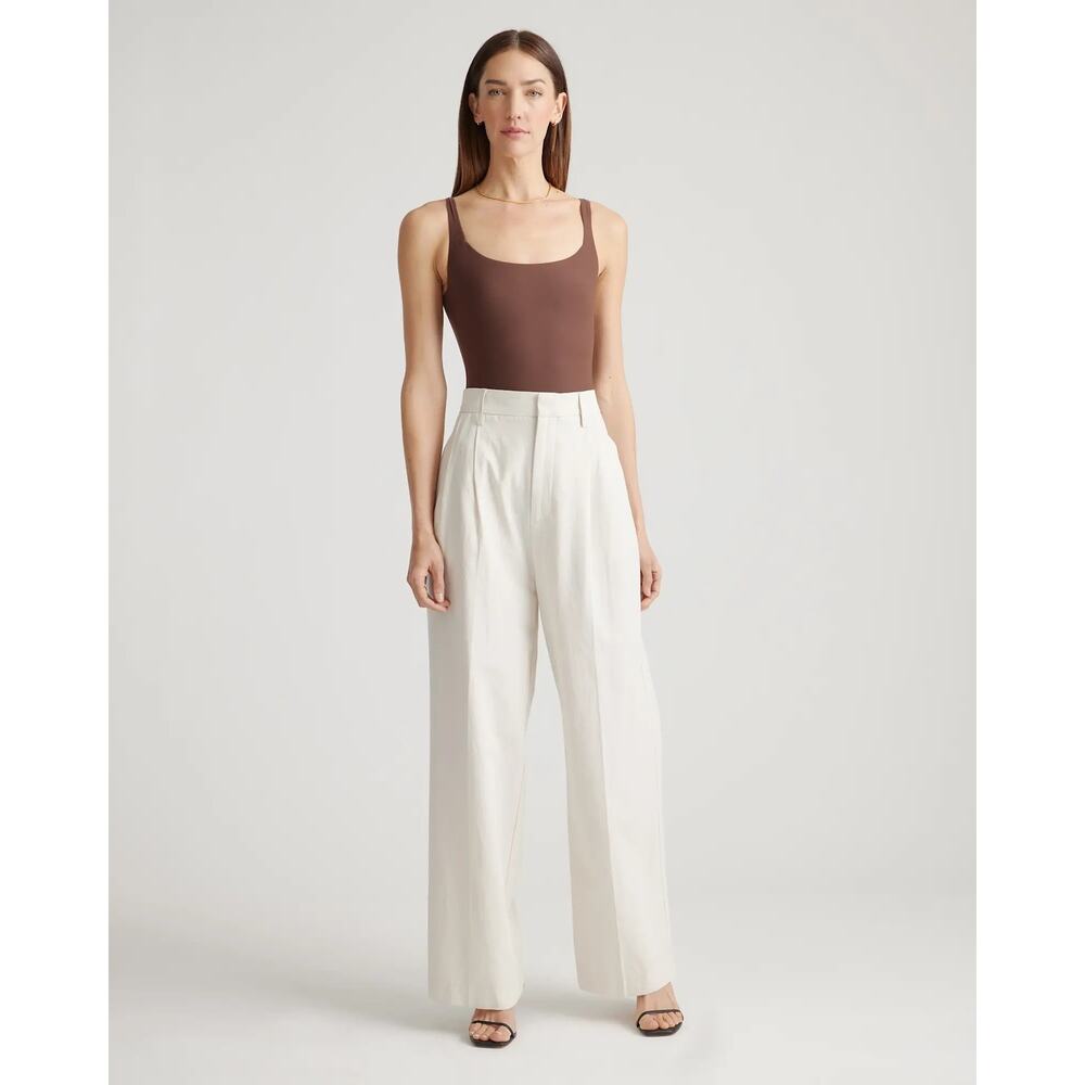 Quince Second Skin Square Neck Tank Bodysuit Brown Medium NEW - Picture 10 of 11